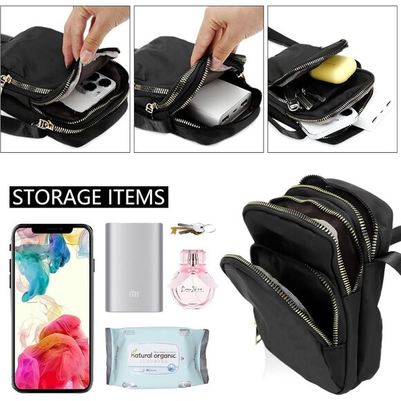 Women's Black-b Small Cell Phone Purse Crossbody Wallet Cute Single Shoulder Bag - Picture 3 of 8